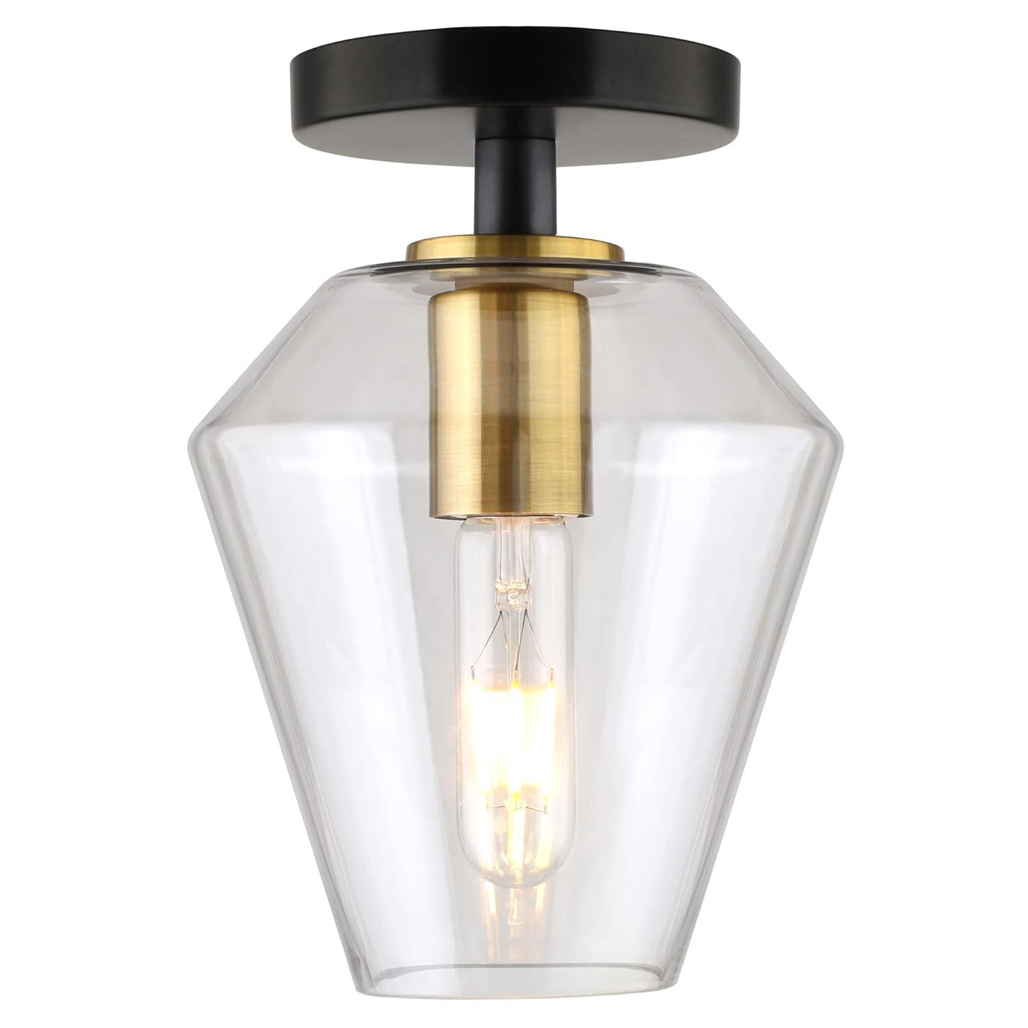 Evelyn&Zoe 7" Black Semi Flush Mount