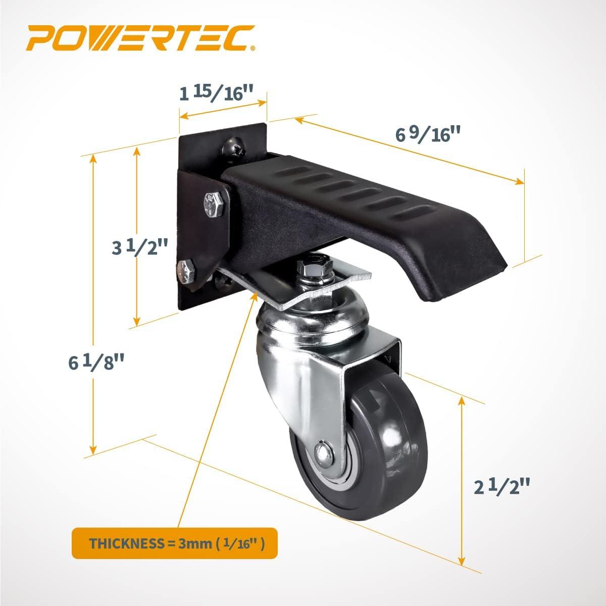 POWERTEC Workbench Caster Kit Set of 4 with 400 lbs Loads, 2-1/2 Inch Retractable Stepdown Caster Wheels for Workbenches, Tables, Stands and Equipments (17000)