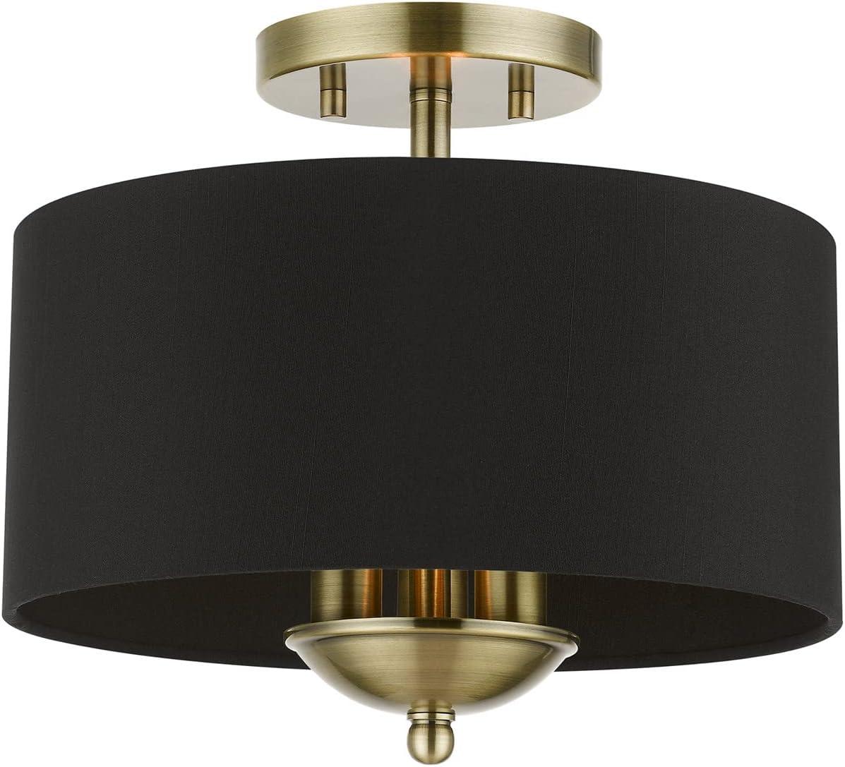 Livex Lighting Huntington 3 - Light Semi-Flush Mount in  Antique Brass