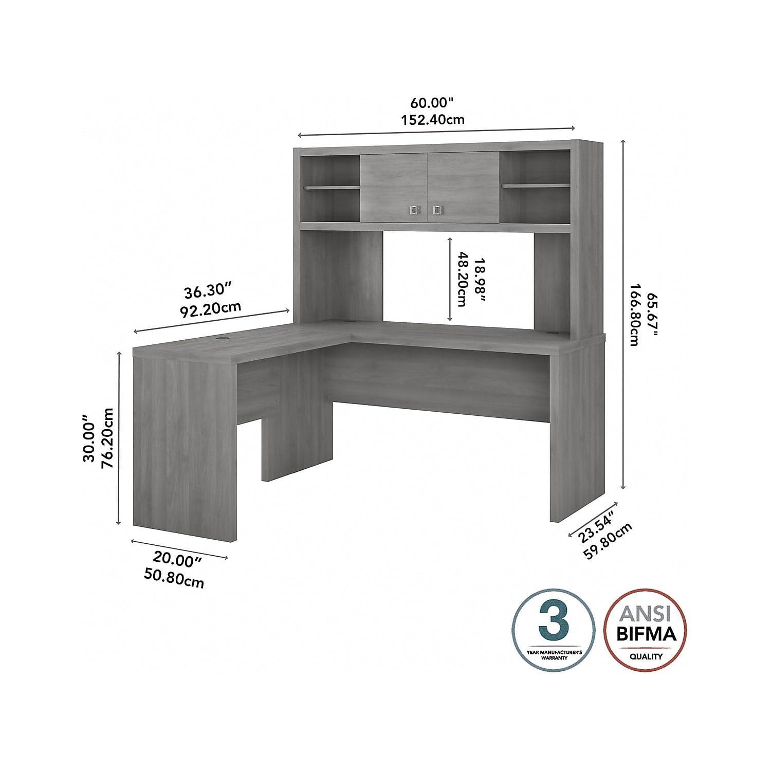 Bush Business Furniture Echo 2-Piece L-Shape Computer Desk Office Set with Hutch