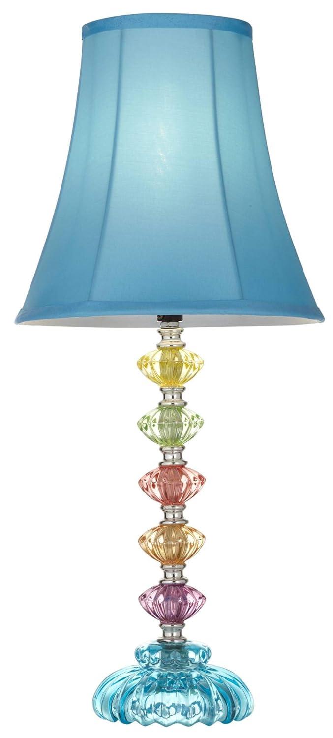 360 Lighting Bohemian Country Cottage Accent Table Lamp 21" High Teal Blue Stacked Glass for Bedroom Living Room Bedside Nightstand Office Kids Family