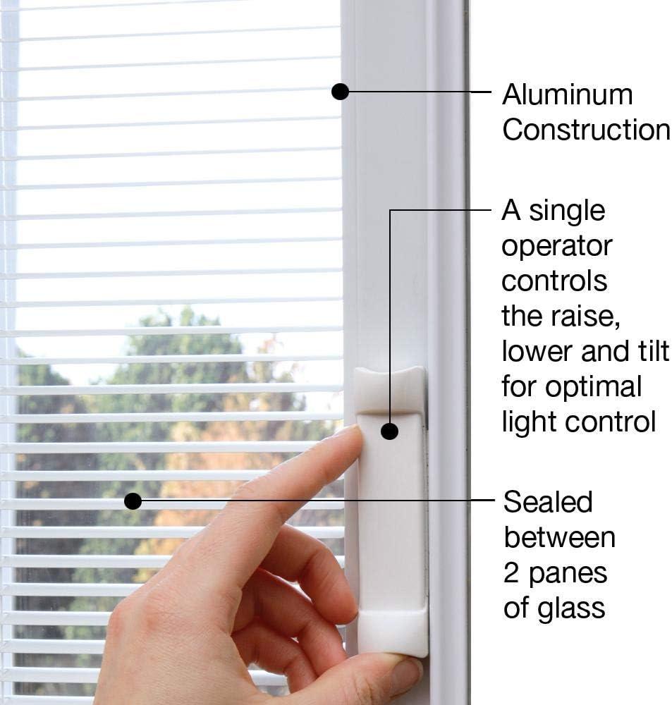 Primed Fiberglass Double Patio Door with Internal Blinds and Screen