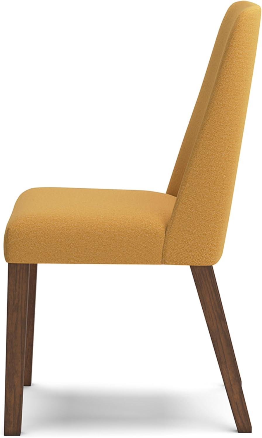Mustard Yellow and Brown Upholstered Wood Side Chair Set