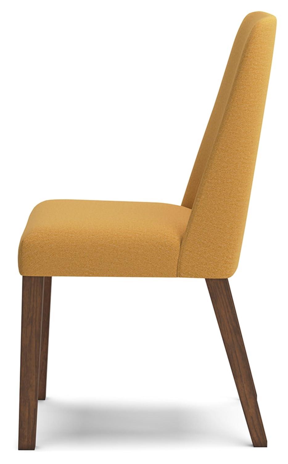 Mustard Yellow and Brown Upholstered Wood Side Chair Set