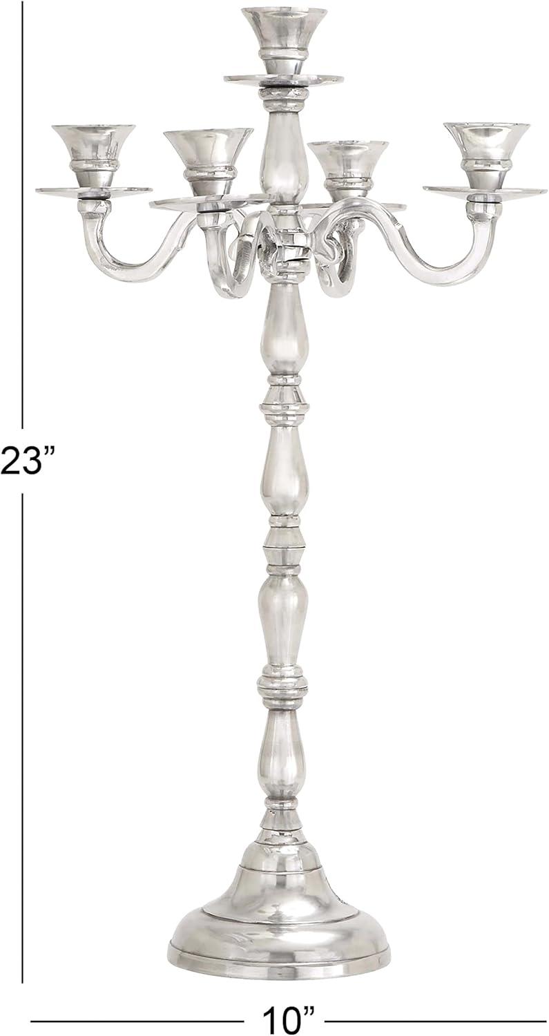 DecMode 5 Holder Silver Aluminum Metal Candelabra
