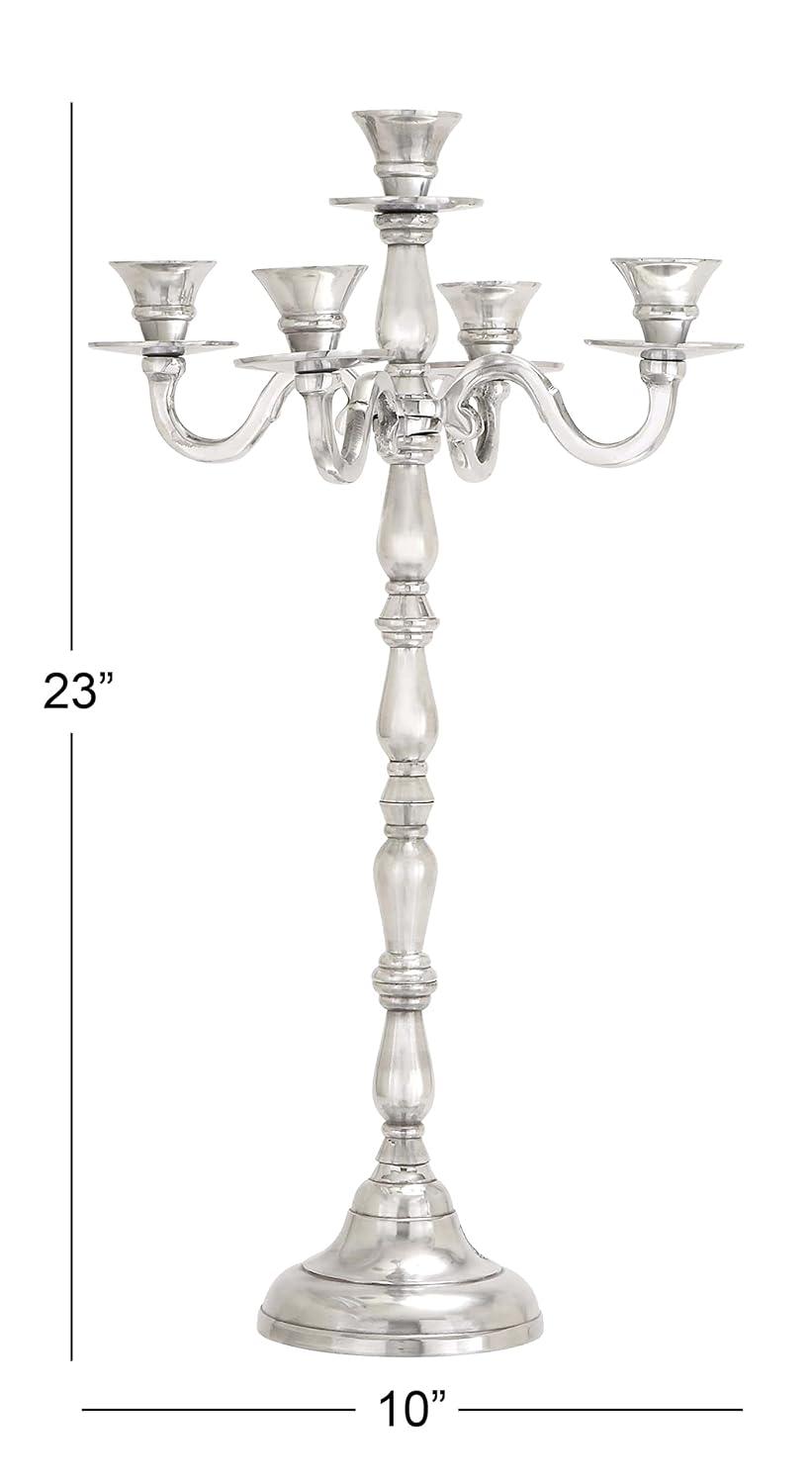 DecMode 5 Holder Silver Aluminum Metal Candelabra