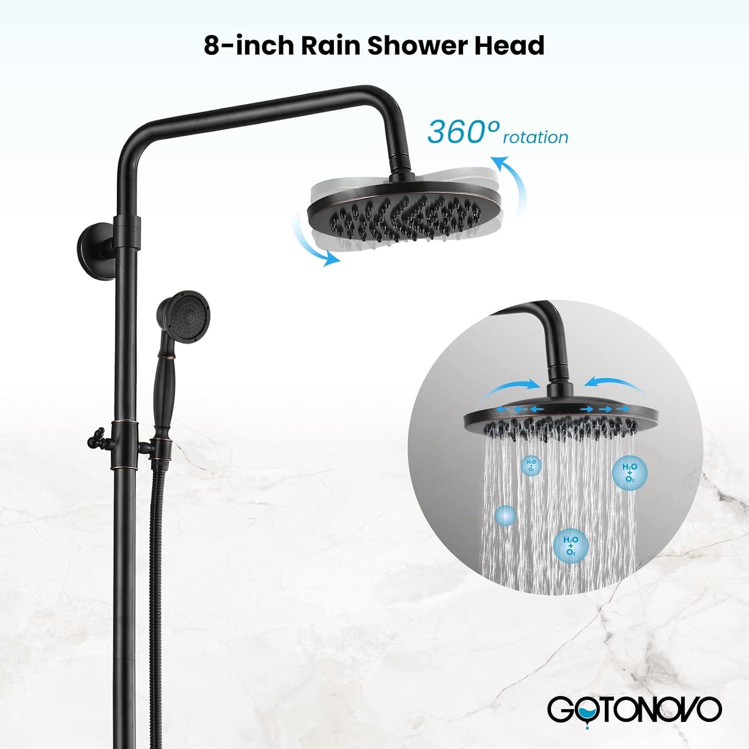 Oil Rubbed Bronze Wall-Mounted Rain Shower System with Handheld