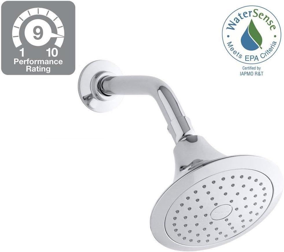 Kohler K-10327-SN Forte 1-Spray 5.5" Polished Chrome Single Wall Mount Showerhead