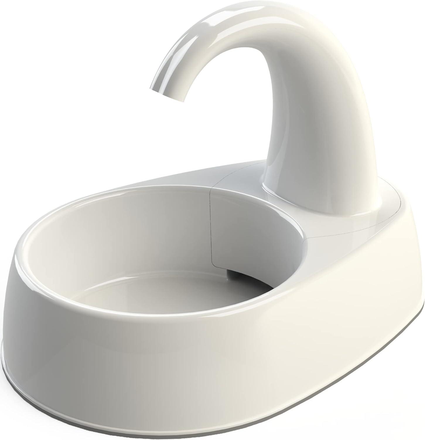 White Curved Stream Pet Water Fountain with Filter, 84.5oz