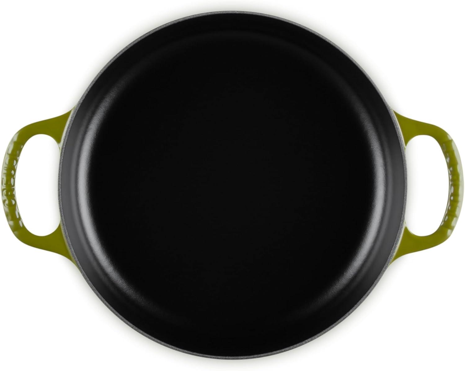 Olive Green Enameled Cast Iron Everyday Pan with Ceramic Coating