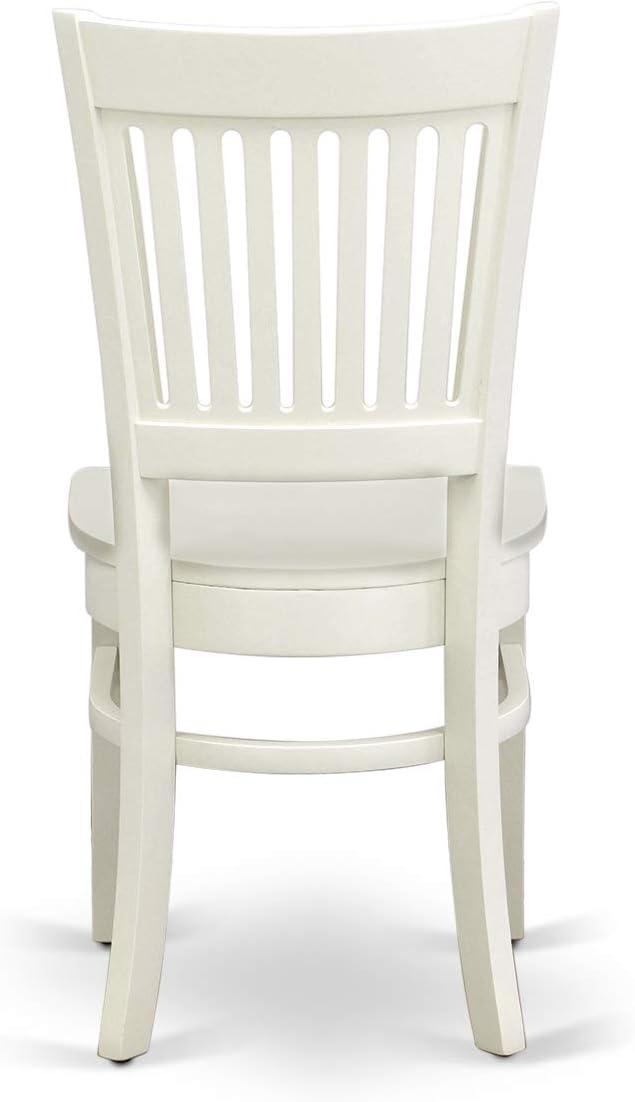 Linen White Rectangular Dining Set with Slatted Back Chairs