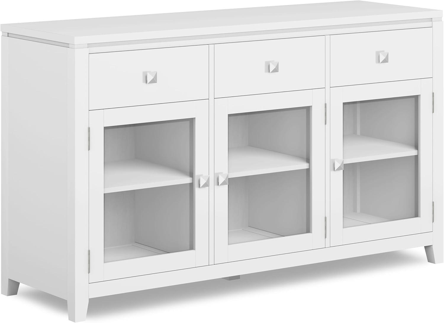 Cosmopolitan SOLID WOOD 54 inch Wide Contemporary Sideboard Buffet in White