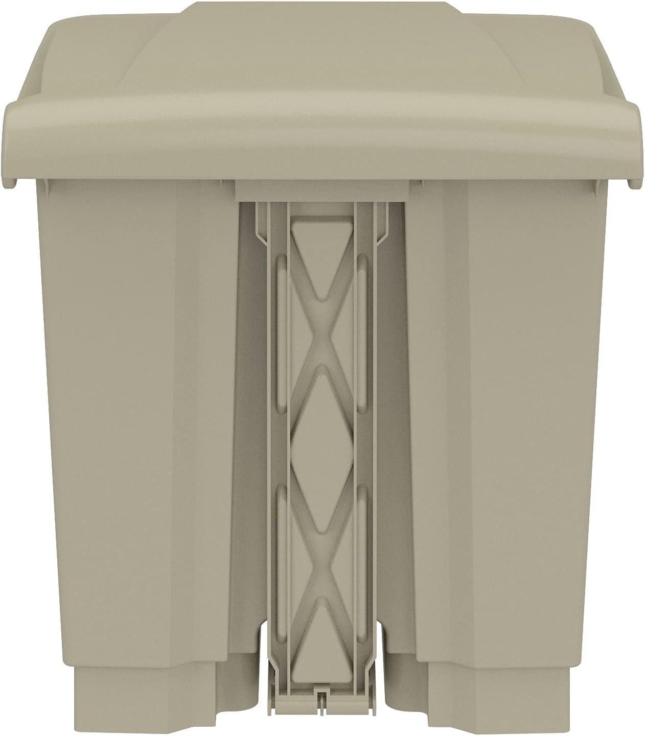 ZiaZbYinY Step-On Indoor Plastic Trash Can, Hands- Disposal, 8 Gallon, Tan