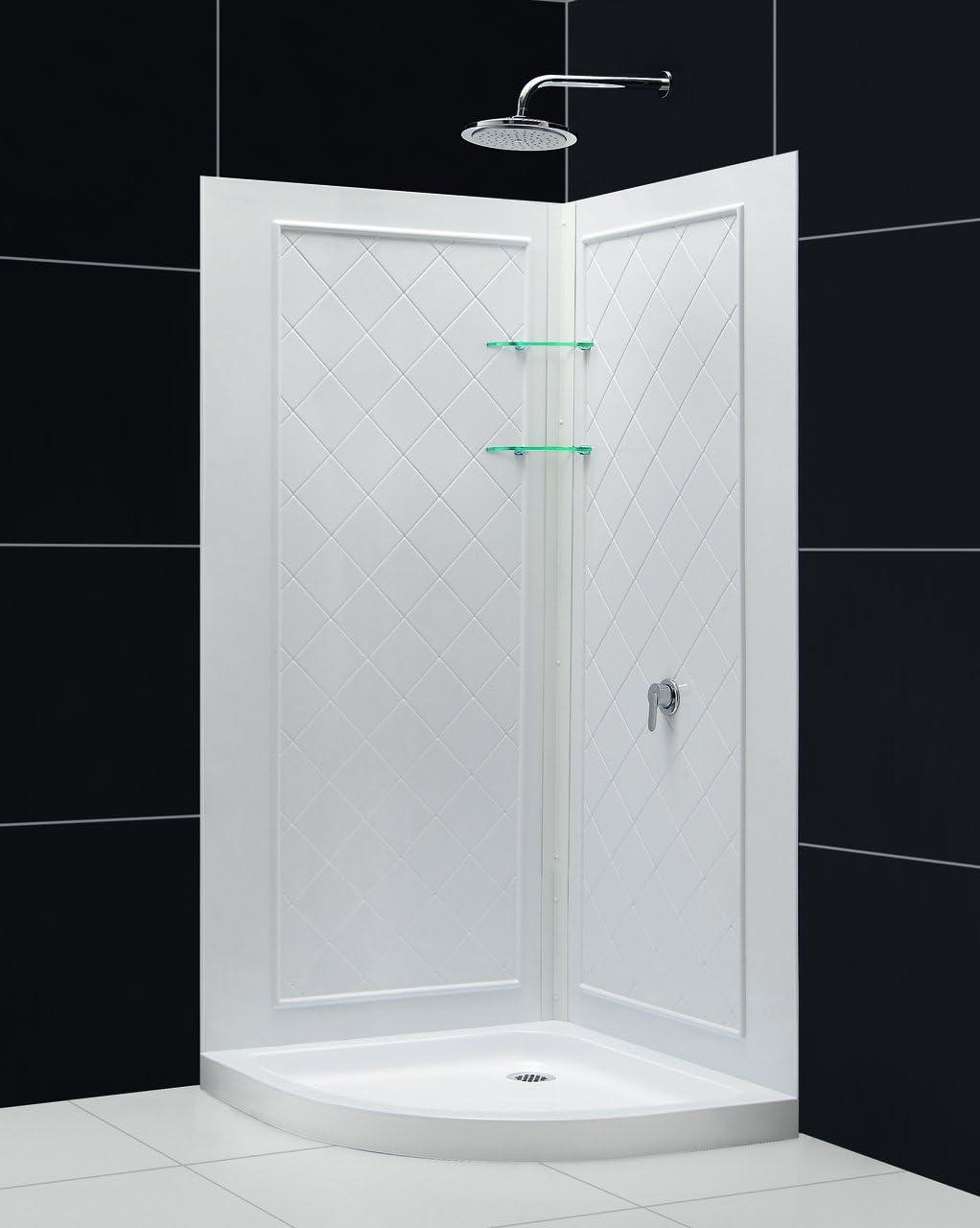 Prime 38" W x 38" D x 76.75" H Semi-Frameless Round Shower Enclosure with Base Included