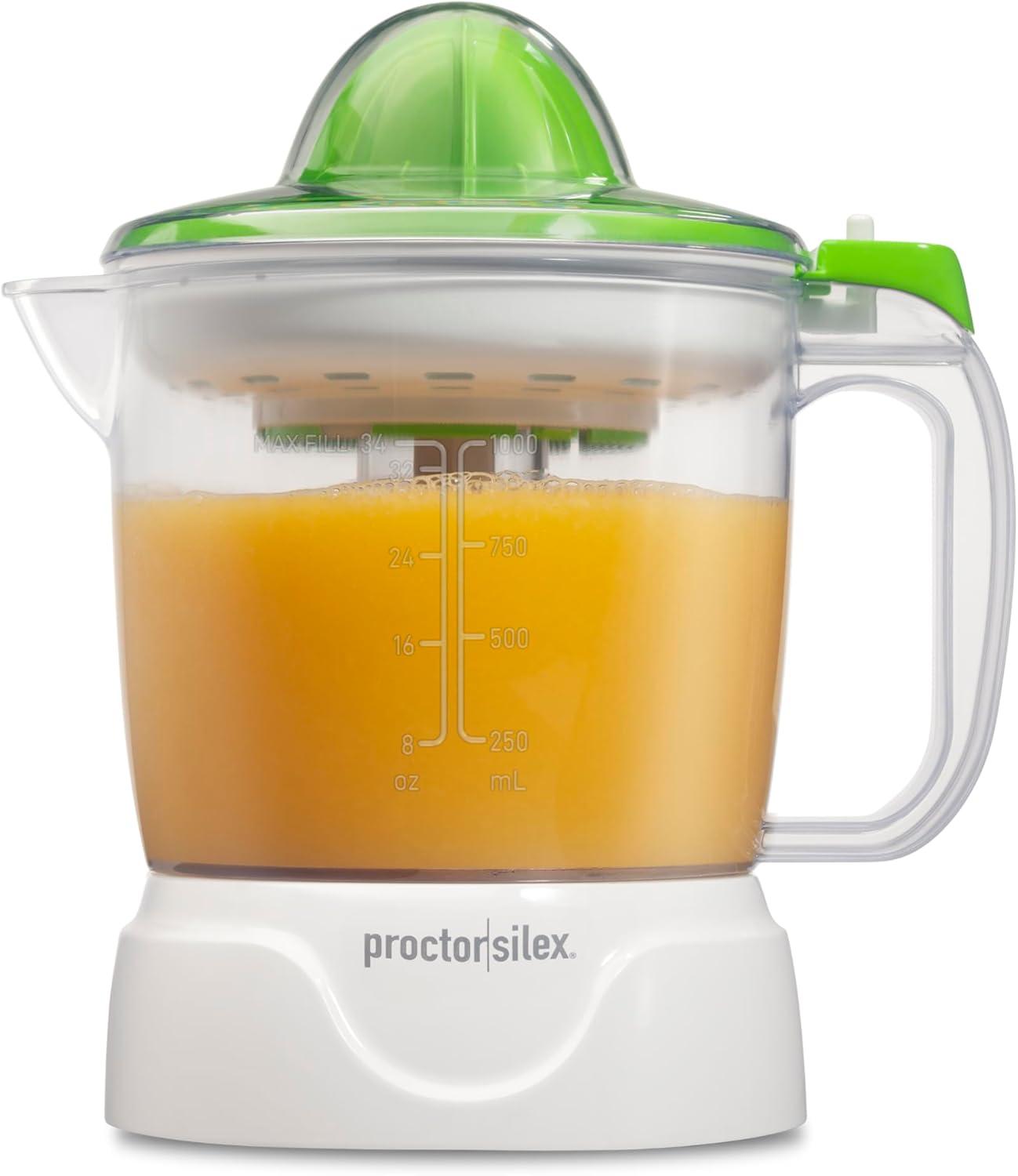 Proctor Silex White Electric Citrus Juicer with 34 oz Pitcher