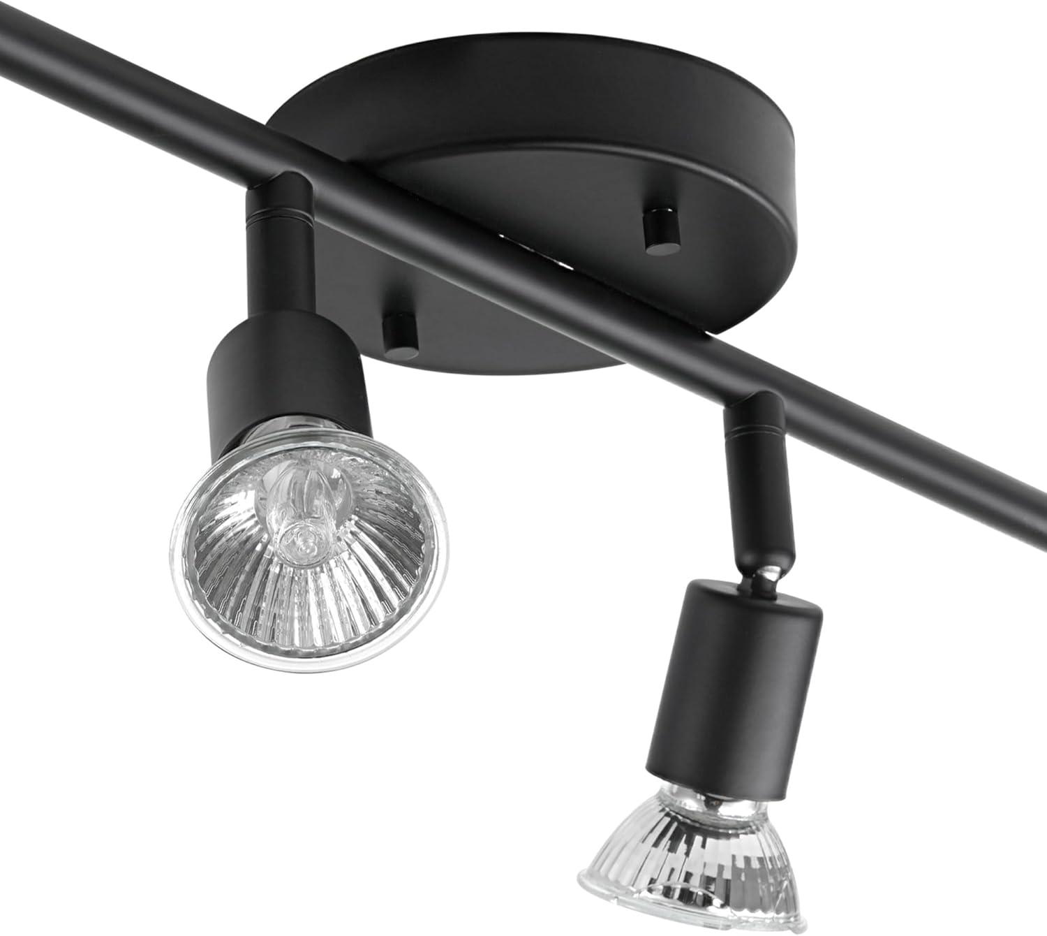 Matte Black 4-Light Adjustable Track Lighting Fixture