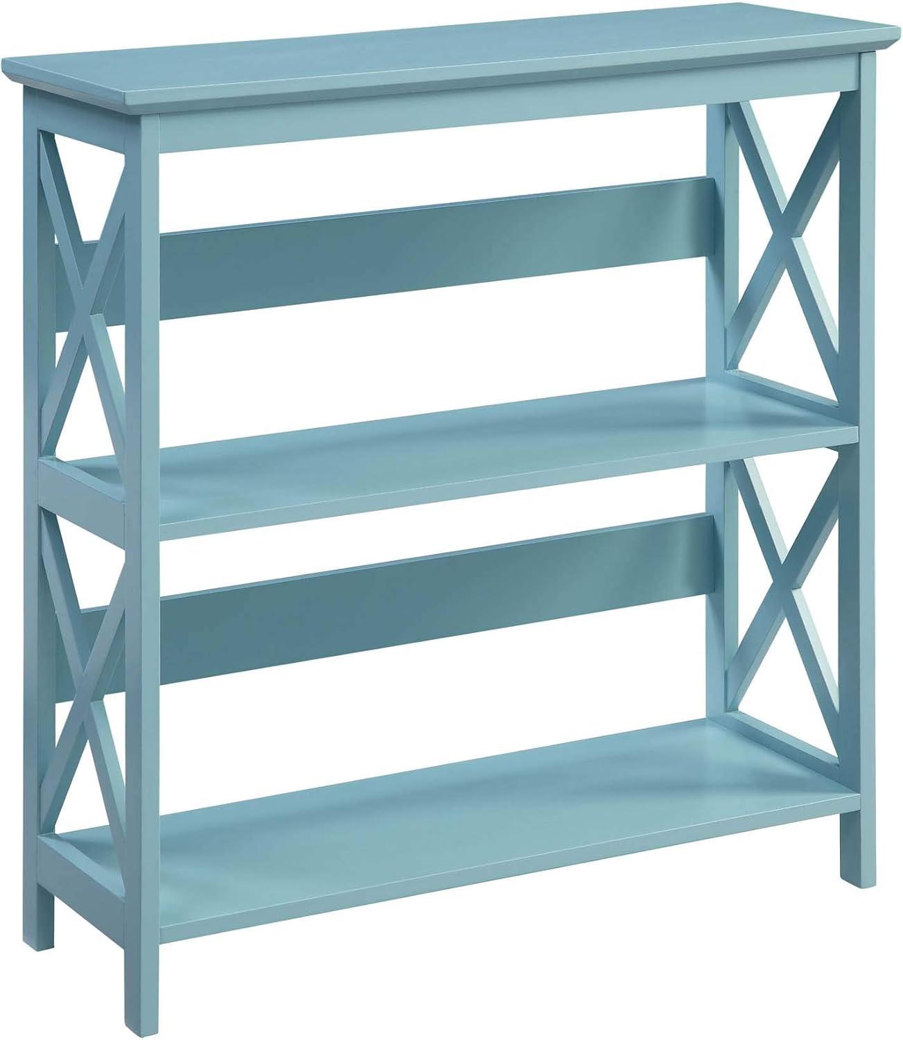 Convenience Concepts Oxford Three-Tier Bookcase in Mint Green Wood Finish