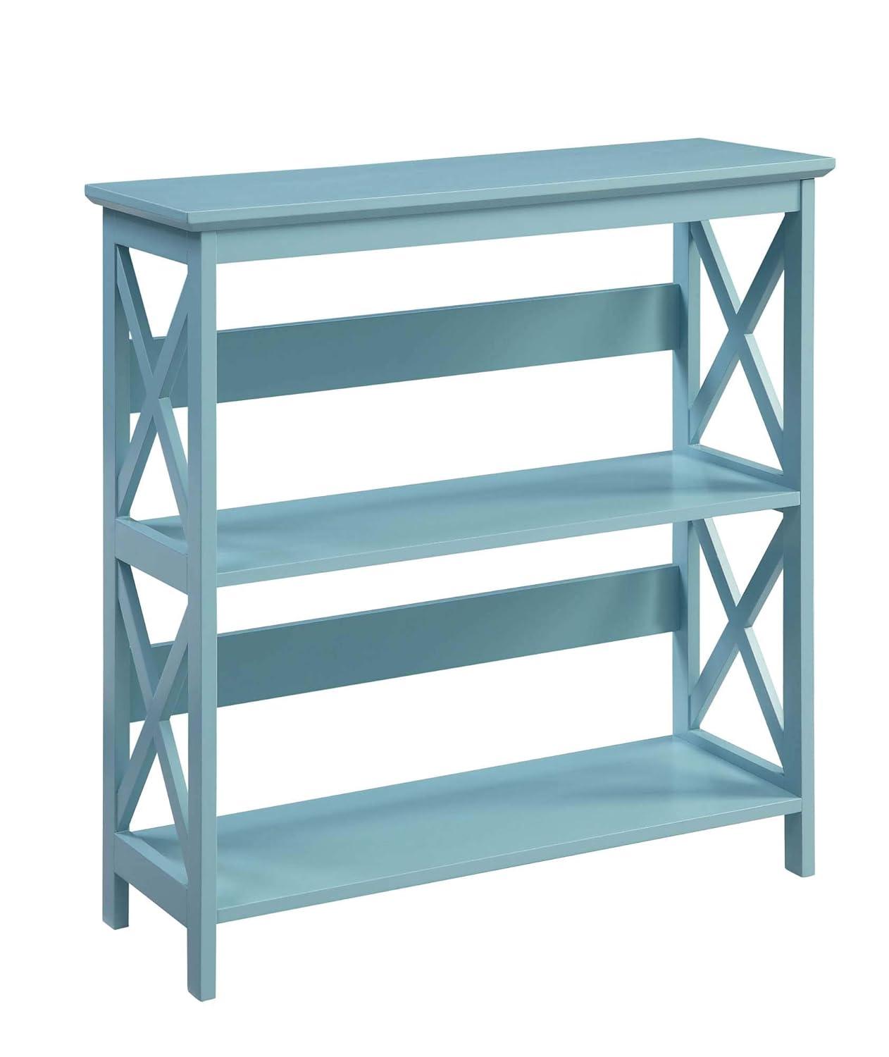 Convenience Concepts Oxford Three-Tier Bookcase in Mint Green Wood Finish