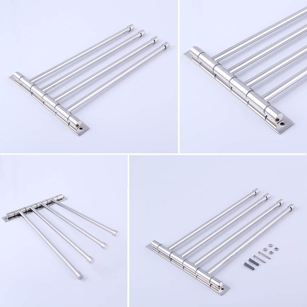 Polished Stainless Steel Wall Mounted 4-Arm Towel Rack