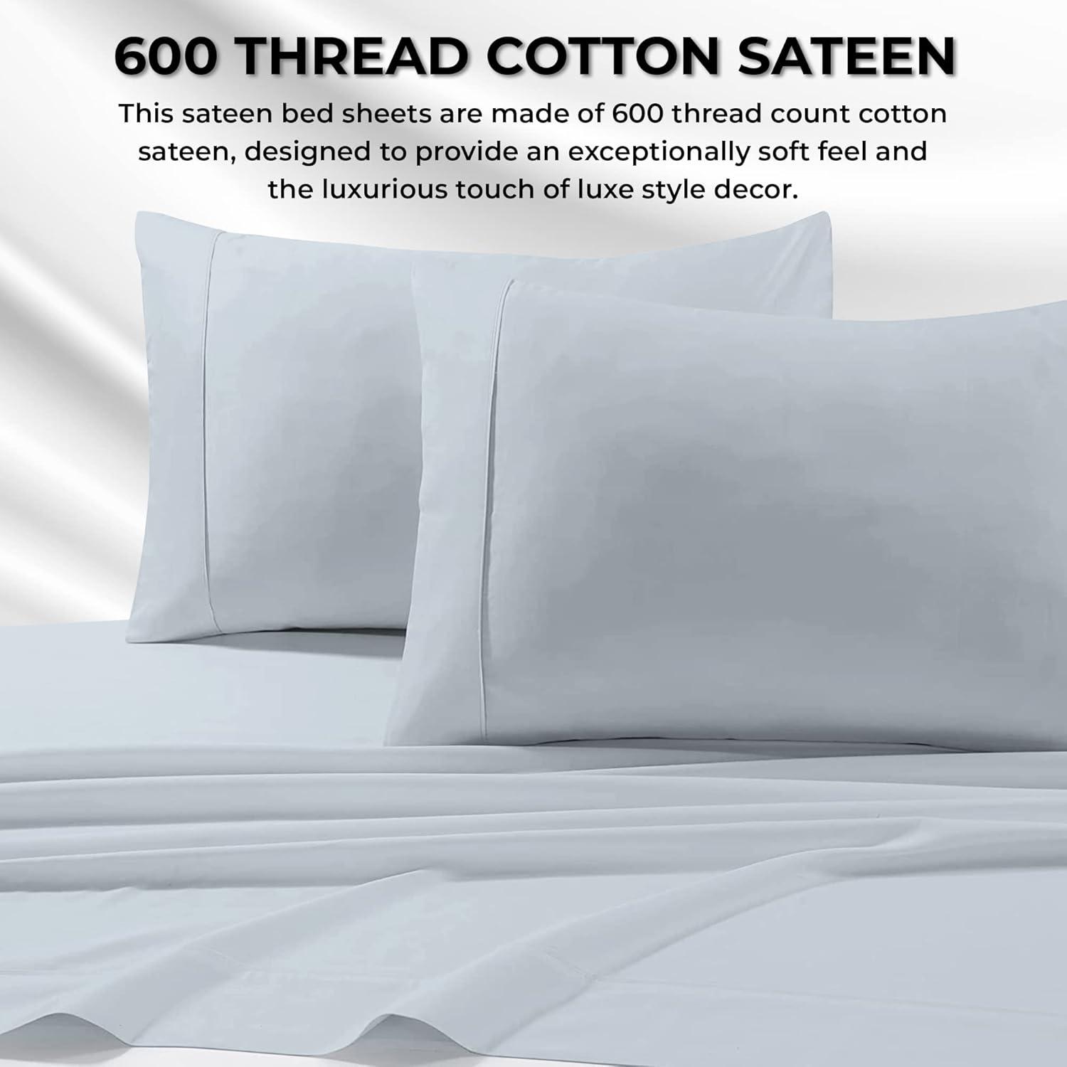 Sky Blue Queen Egyptian Cotton Deep Pocket Sheet Set