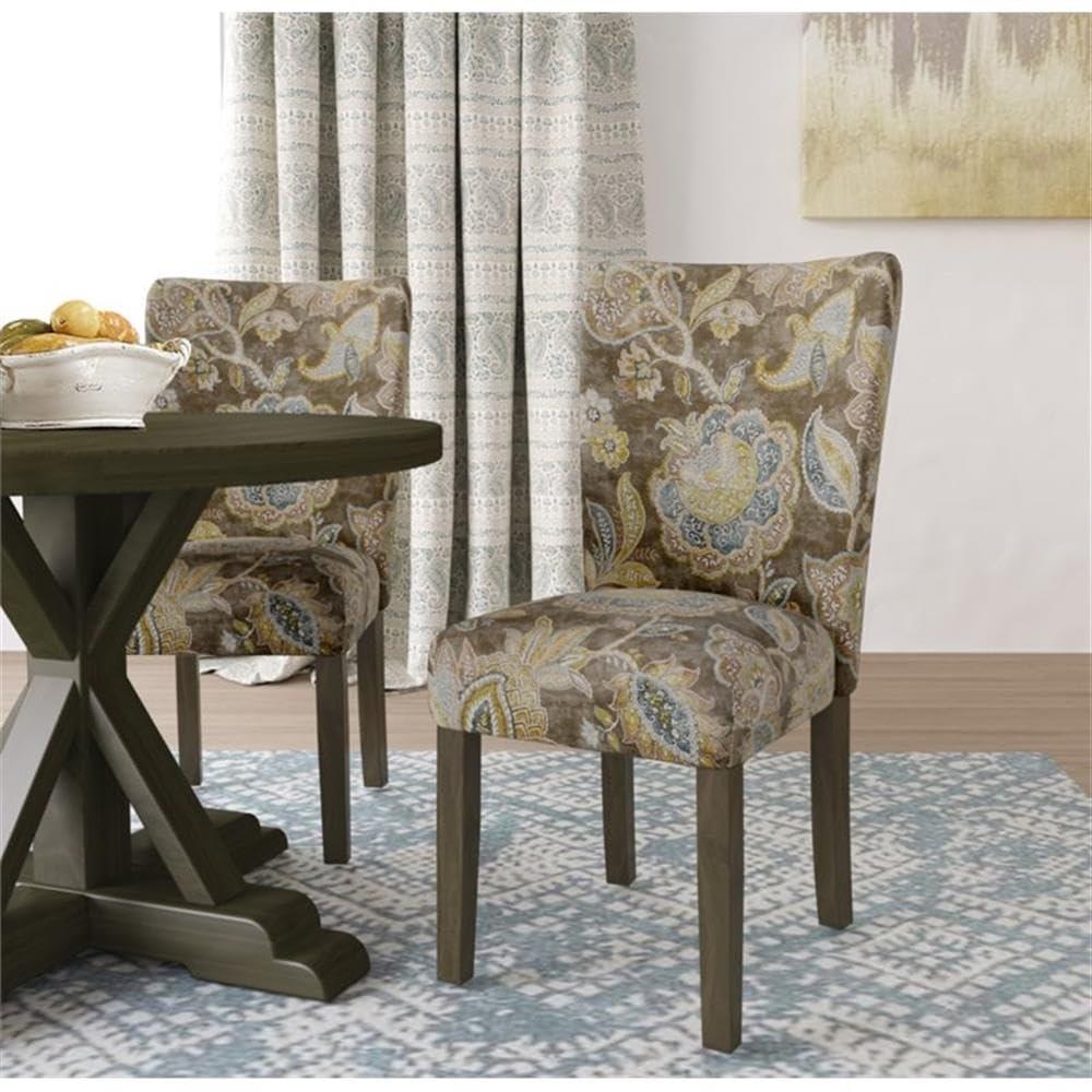 HomePop Parsons Classic Upholstered Accent Dining Chair, Set of 2, Multicolor Gray Floral