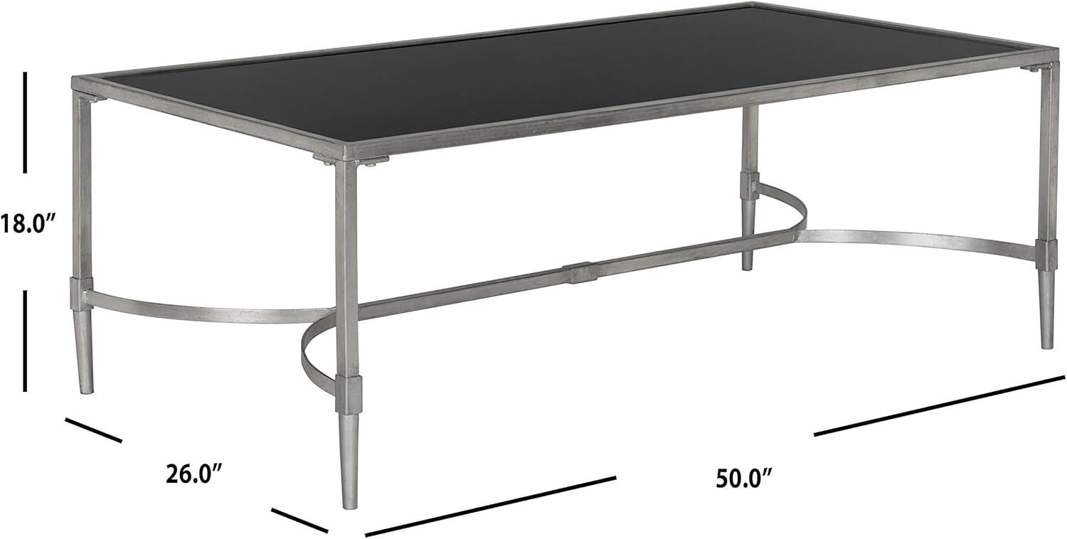 SAFAVIEH Antwan Solid Classic Coffee Table, Silver/Tempered Glass Top