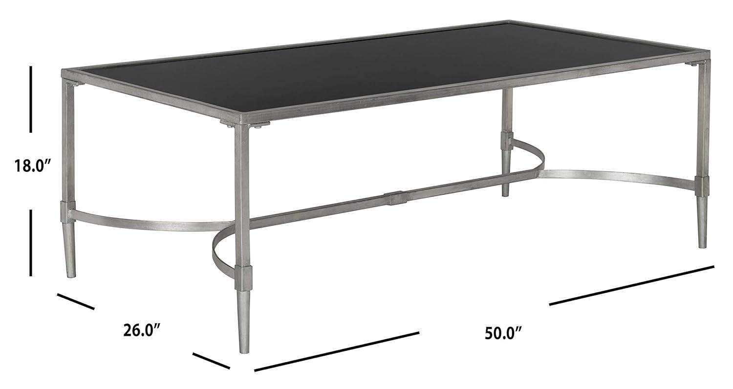 SAFAVIEH Antwan Solid Classic Coffee Table, Silver/Tempered Glass Top