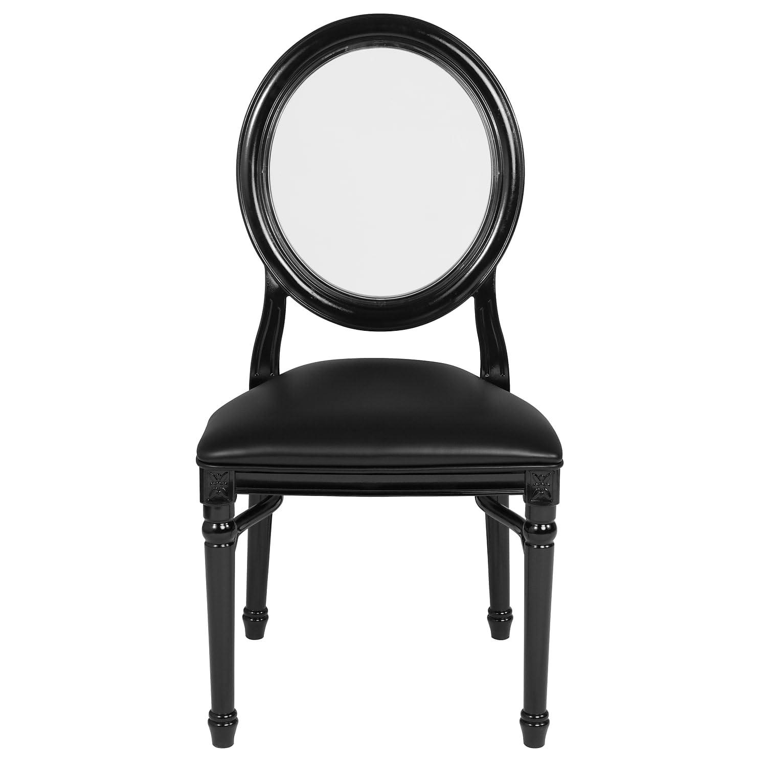 Flash Furniture 2 Pack HERCULES Series 900 lb. Capacity King Louis Chair with Tufted Back, Black Vinyl Seat and Black Frame