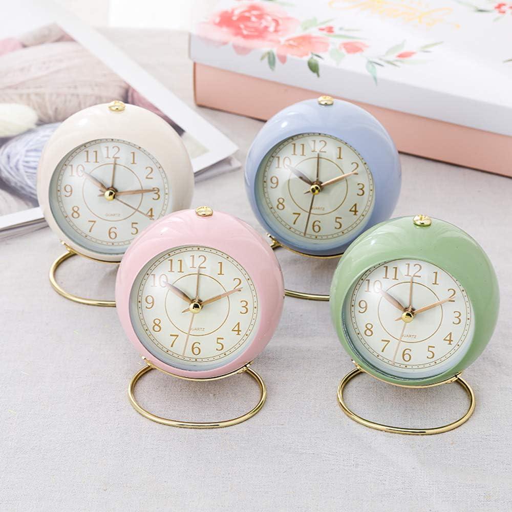 Small Table Clocks, Classic Non-Ticking Tabletop Alarm Clock With Backlight, Battery Operated Desk Astronaut Clock With Hd Glass For Living Room Bedroom Bedside Indoor Decor (Pink)