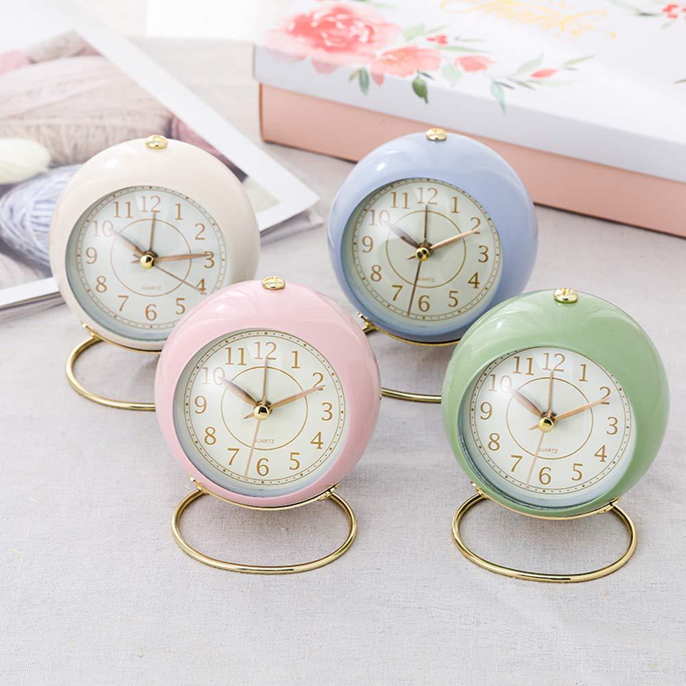Small Table Clocks, Classic Non-Ticking Tabletop Alarm Clock With Backlight, Battery Operated Desk Astronaut Clock With Hd Glass For Living Room Bedroom Bedside Indoor Decor (Pink)
