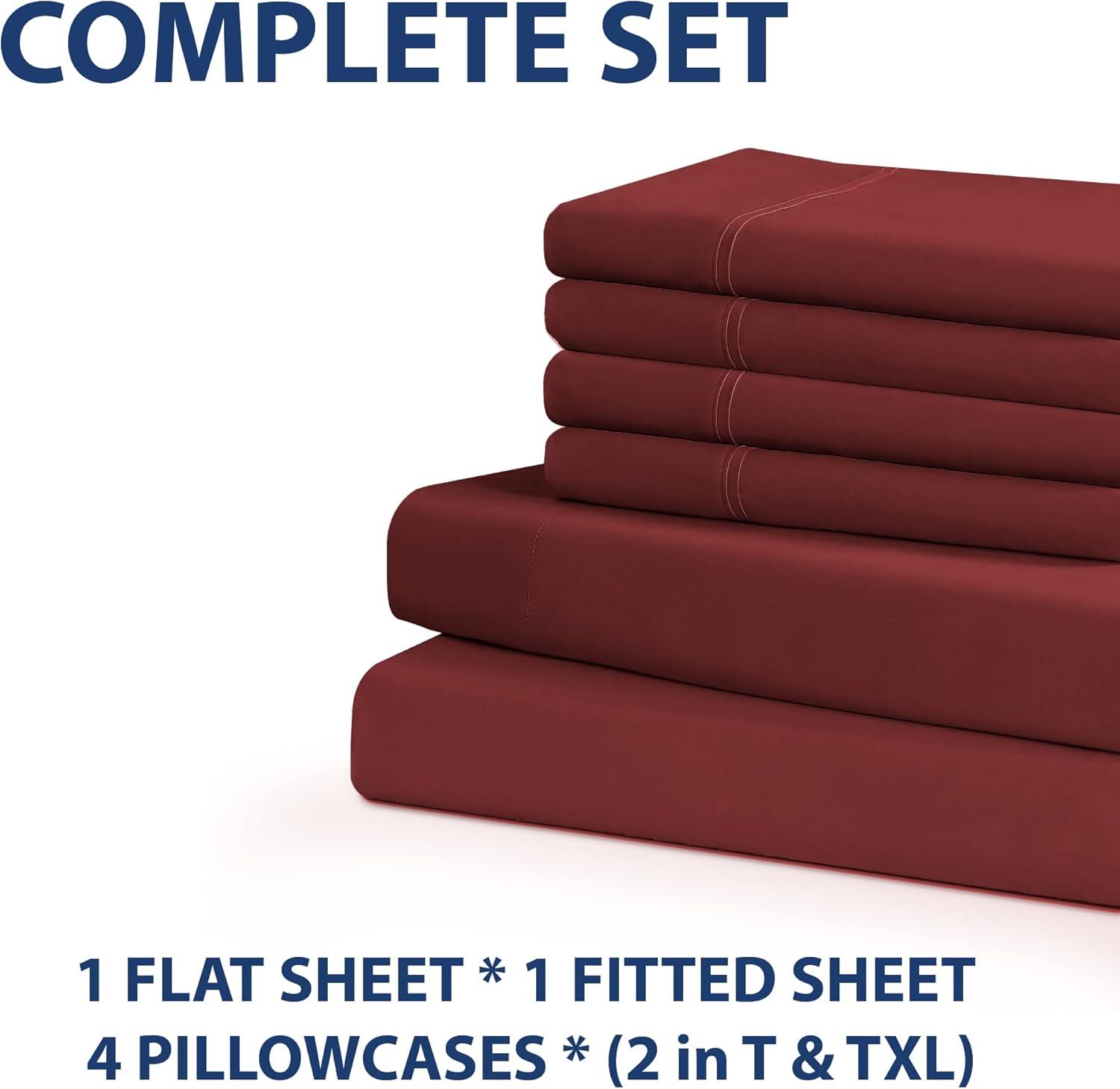 Burgundy California King Ultra-Soft Microfiber Sheet Set