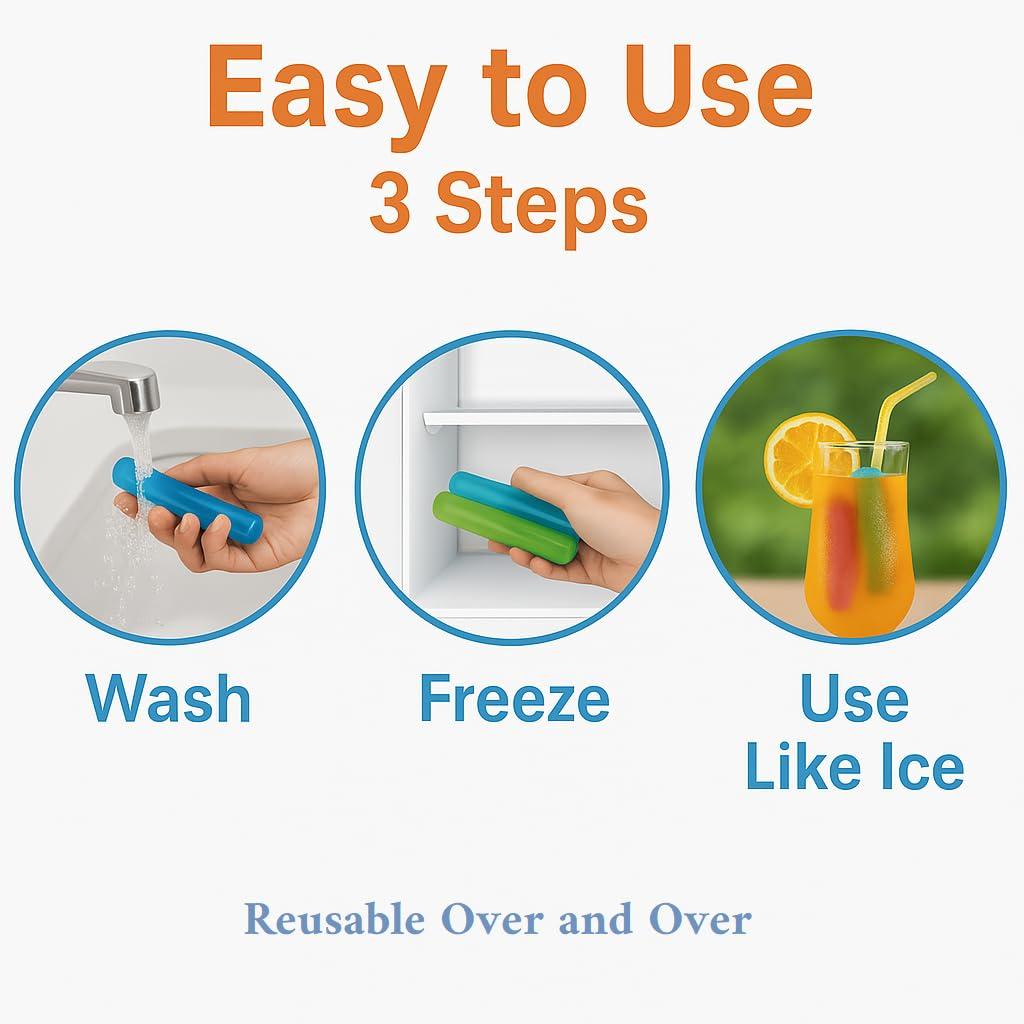 Vibrant Multicolor BPA-Free Reusable Ice Cube Sticks for Drinks