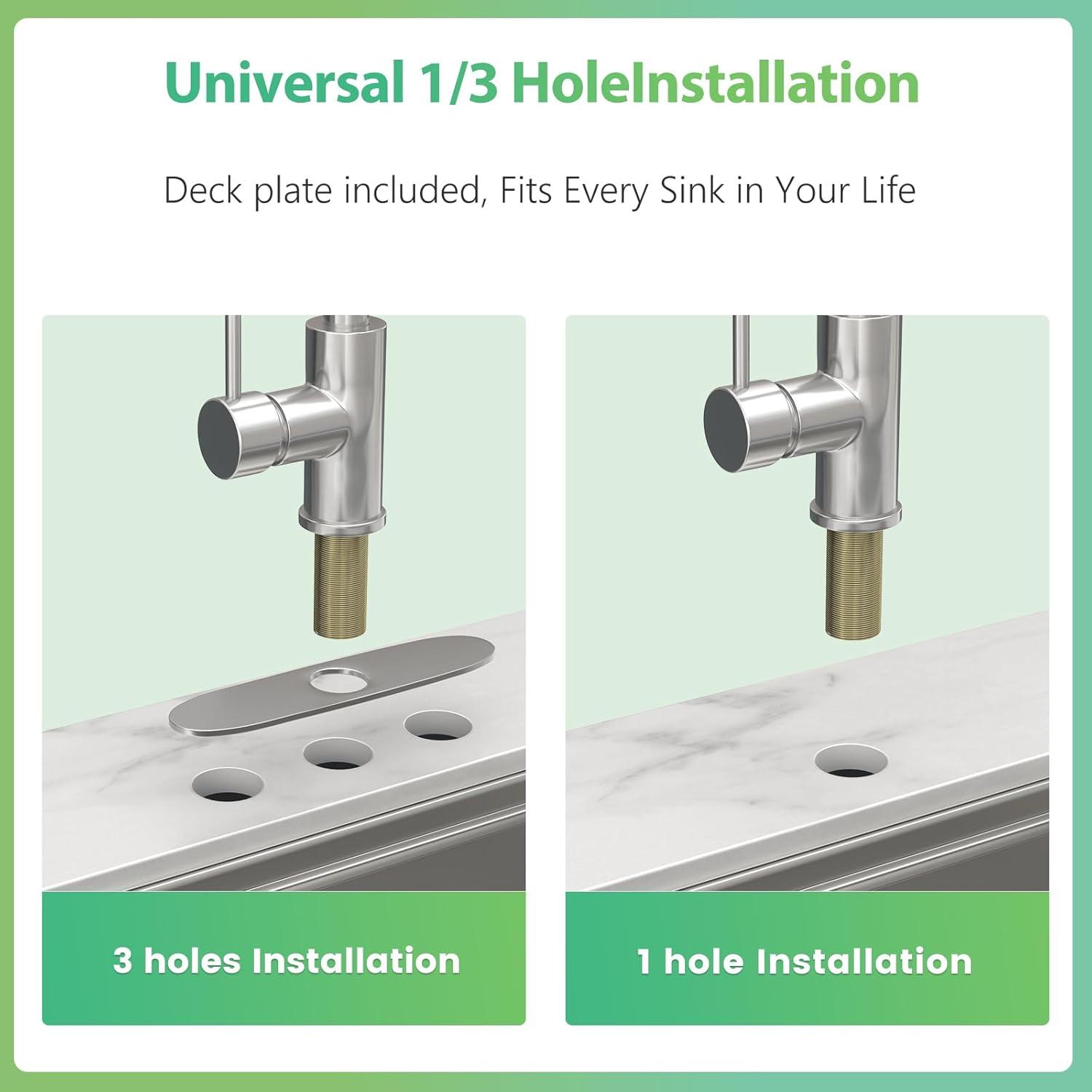 1-Handle Pull Down Sprayer Kitchen Faucet Spring Stainless Steel Kitchen Sink Faucet in Brushed Nickel