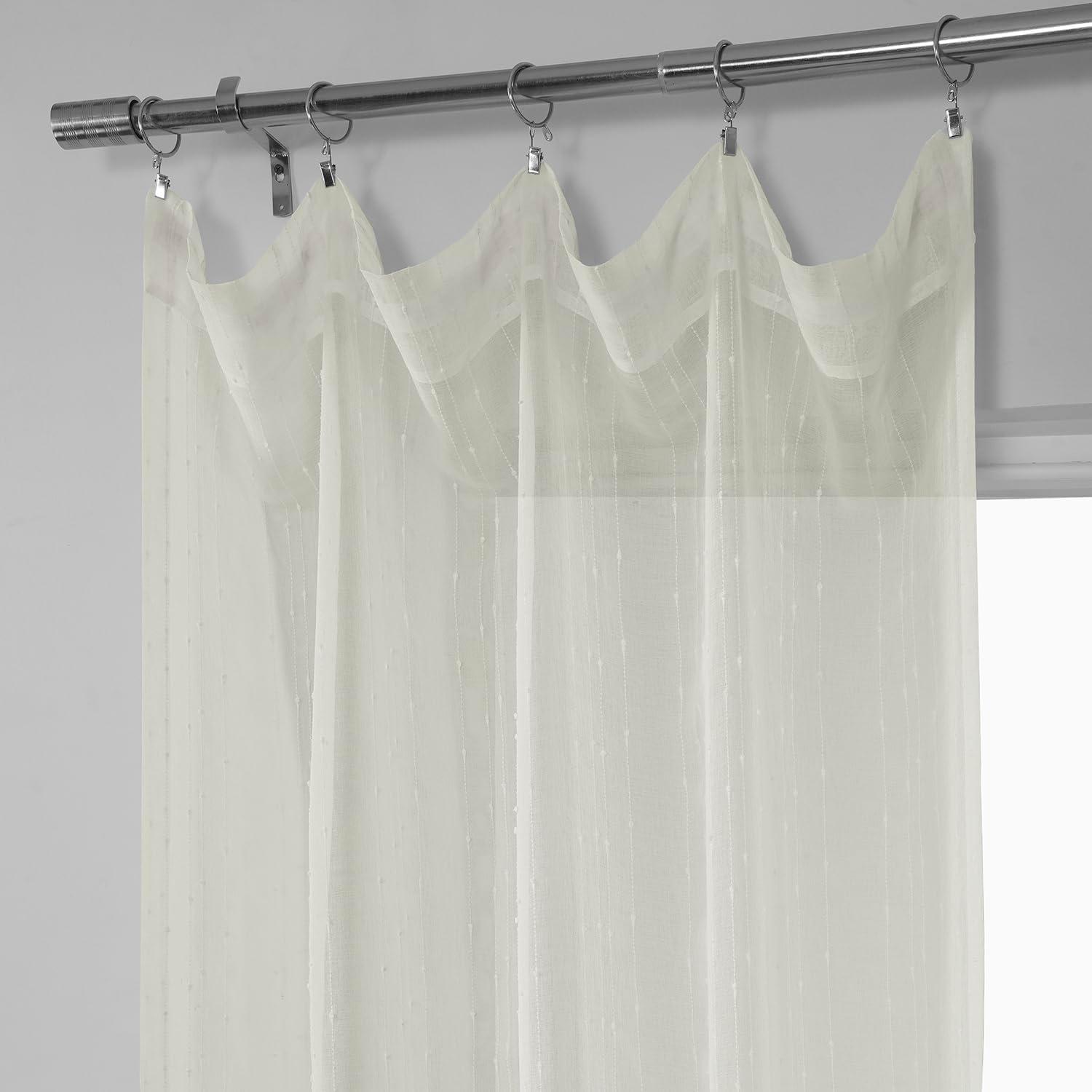 Montpellier Striped Faux Linen Sheer Curtain (1 Panel), Montpellier, 50W X 96L