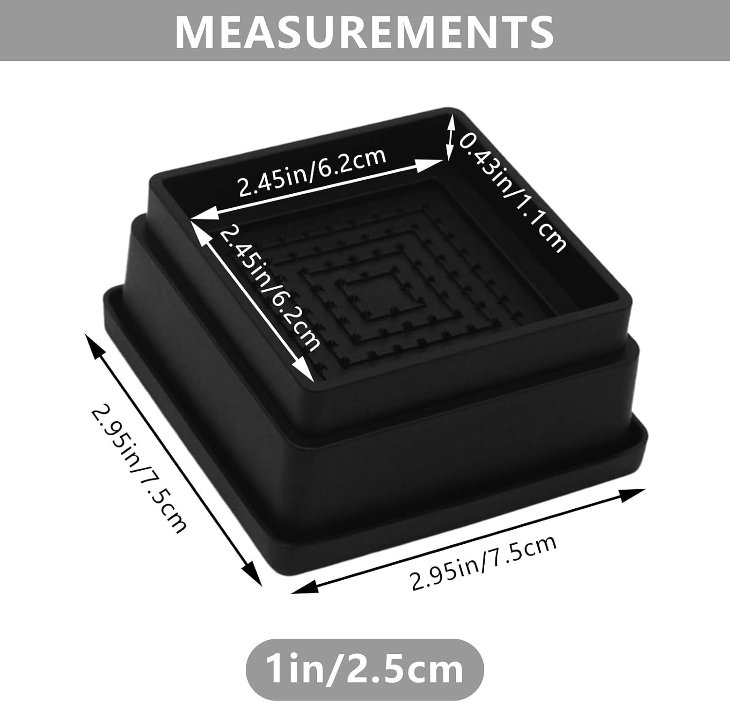 4 Pack Black Adjustable Bed Risers (1 or 3 Inch) for Dorm Beds, Sofas, and Furniture Elevation.