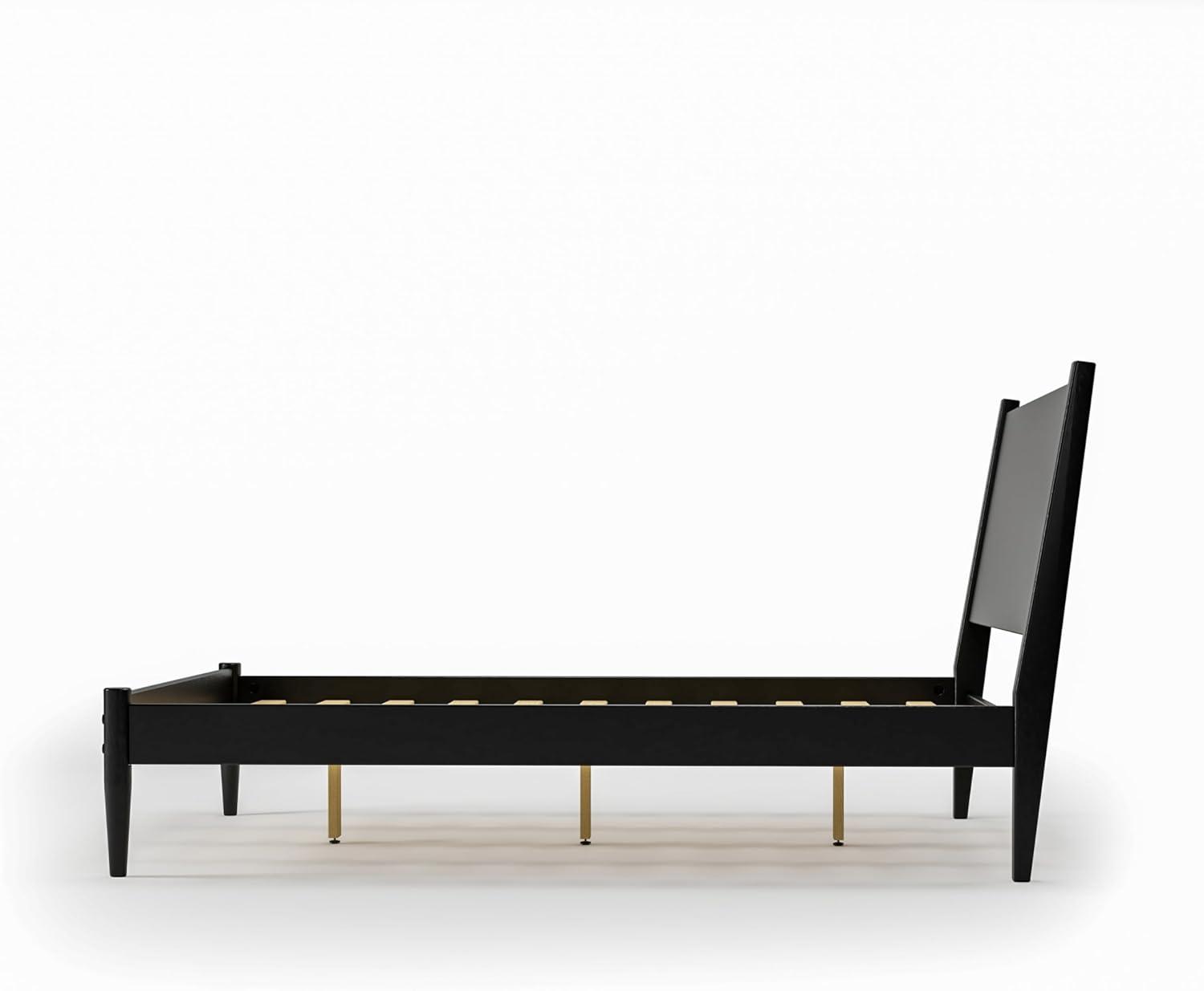 Camaflexi Mid Century Platform Bed Wood Panel Bed Frame with Headboard, Full, Scandinavian Oak