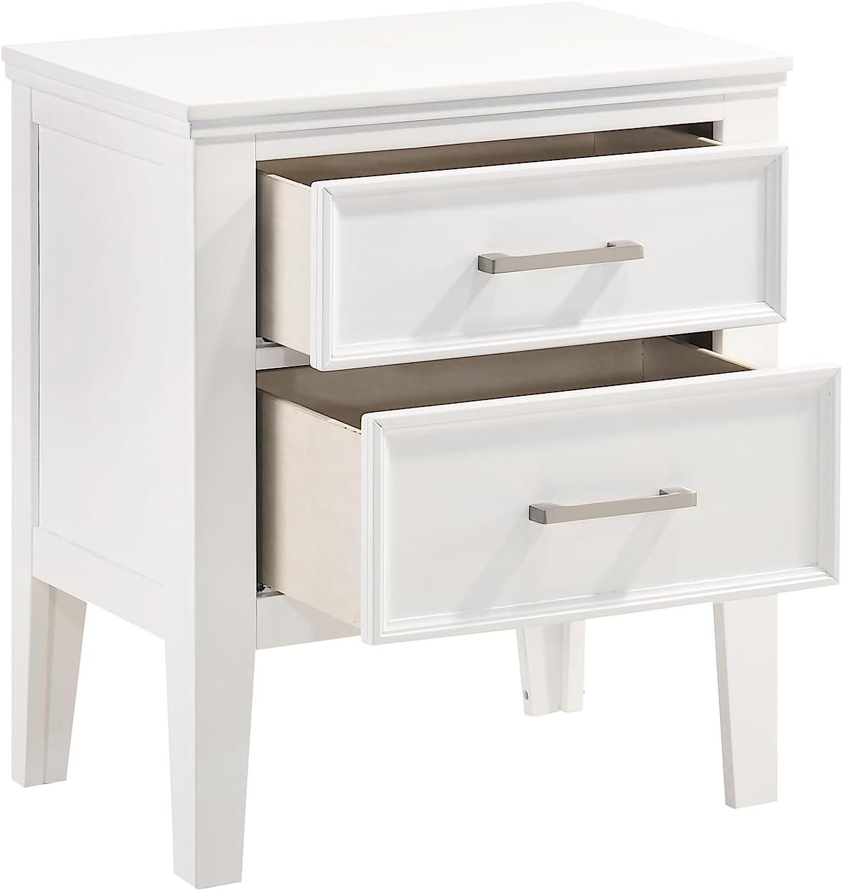 New Classic Furniture Andover Wood Nightstand with 2 Drawers in White