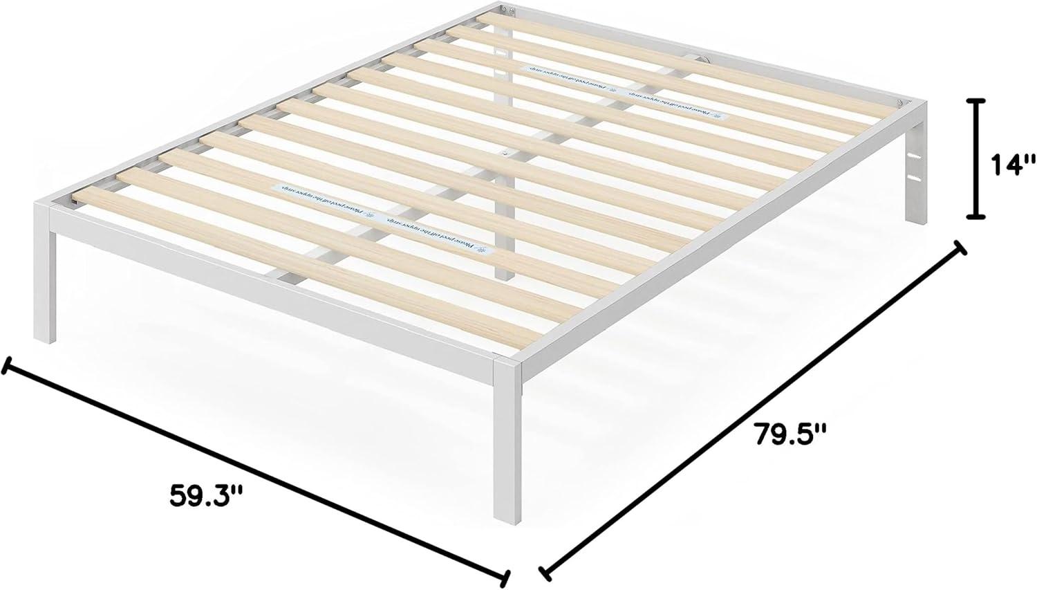 Zinus Mia 14" White Metal Platform Bed Frame, Queen