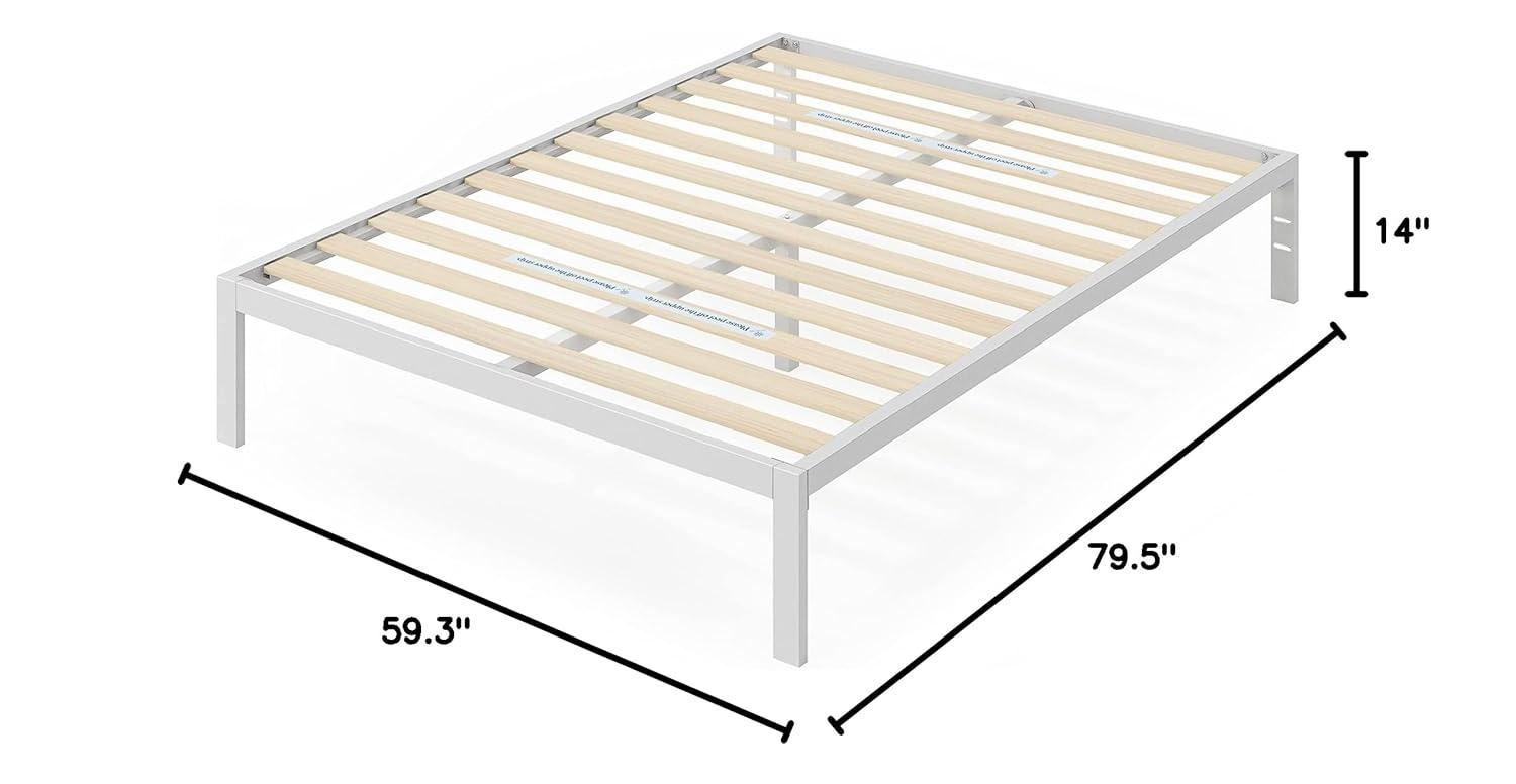 Zinus Mia 14" White Metal Platform Bed Frame, Queen