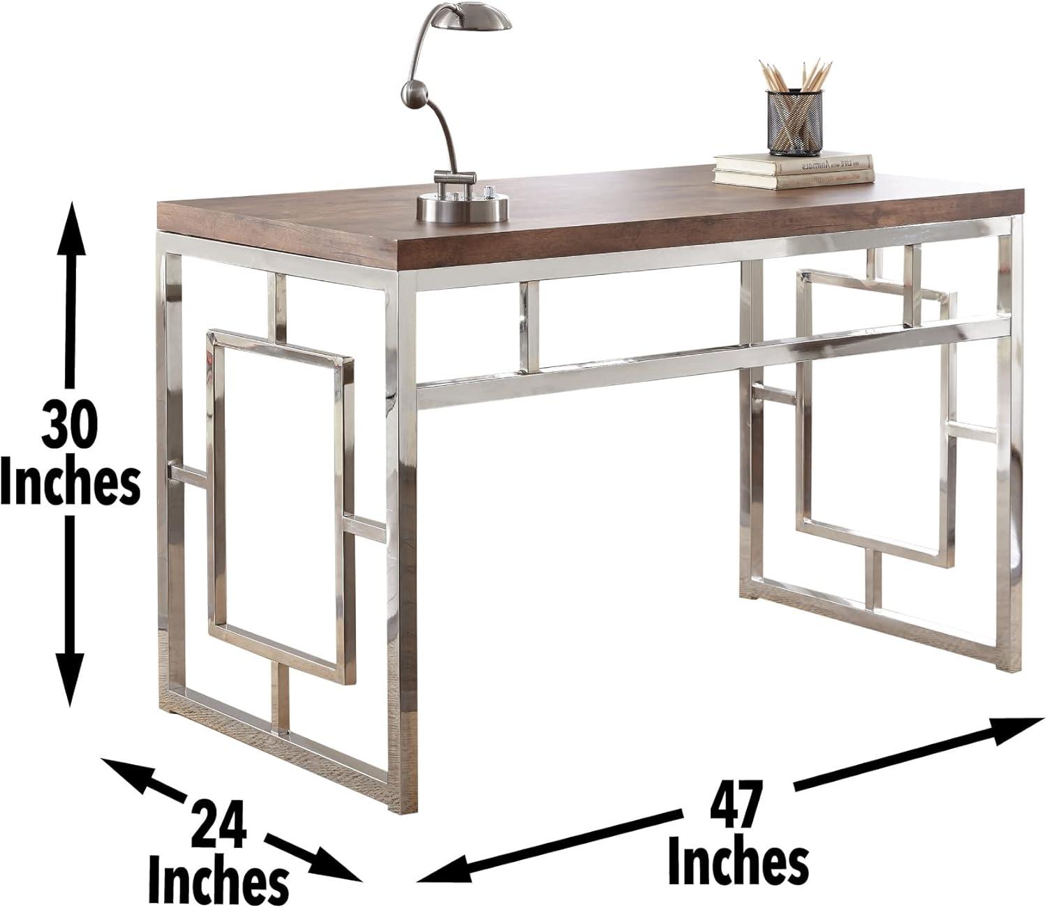 Alize Chrome Writing Desk Natural - Steve Silver Co.