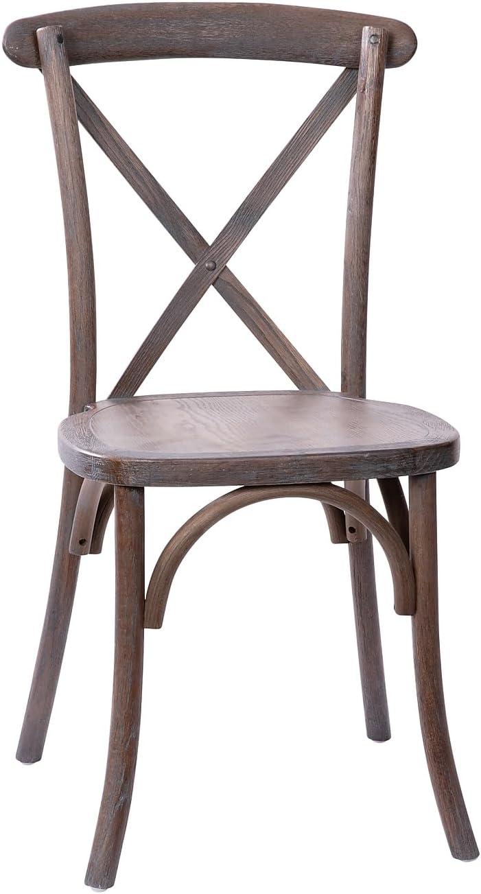 Elegant Elmwood Dark Driftwood X-Back Dining Chair