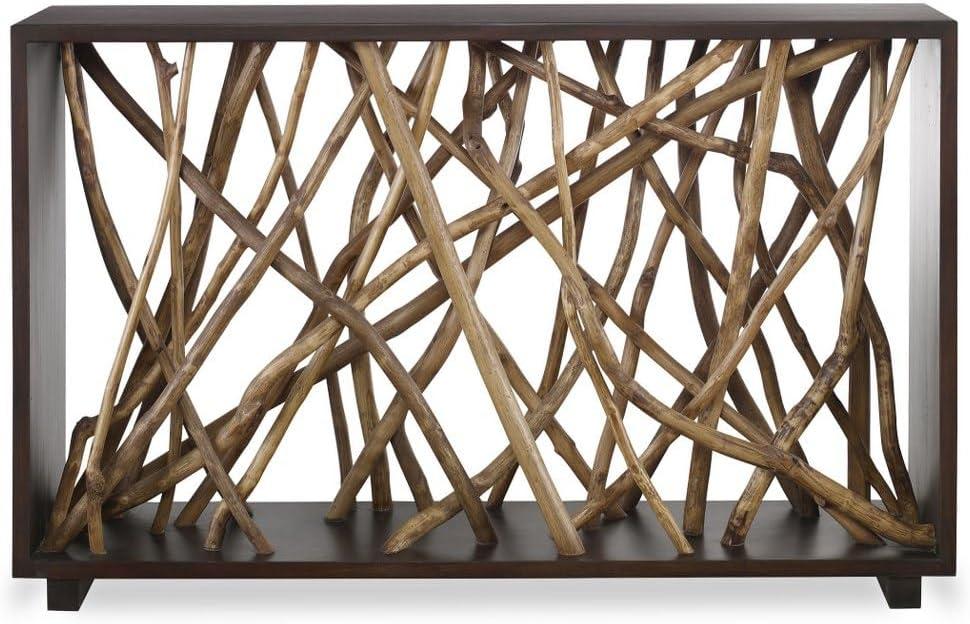 Teak and Mahogany Modern Hallway Console Table
