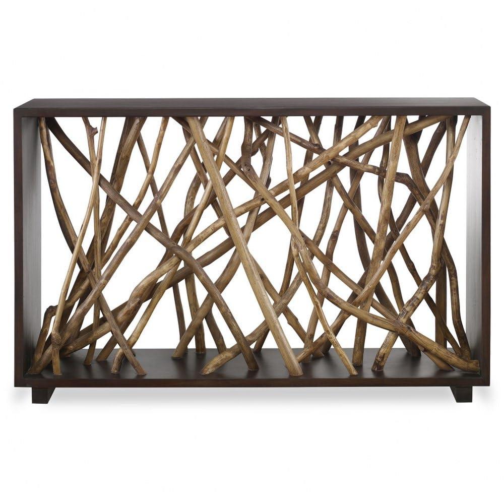 Teak and Mahogany Modern Hallway Console Table