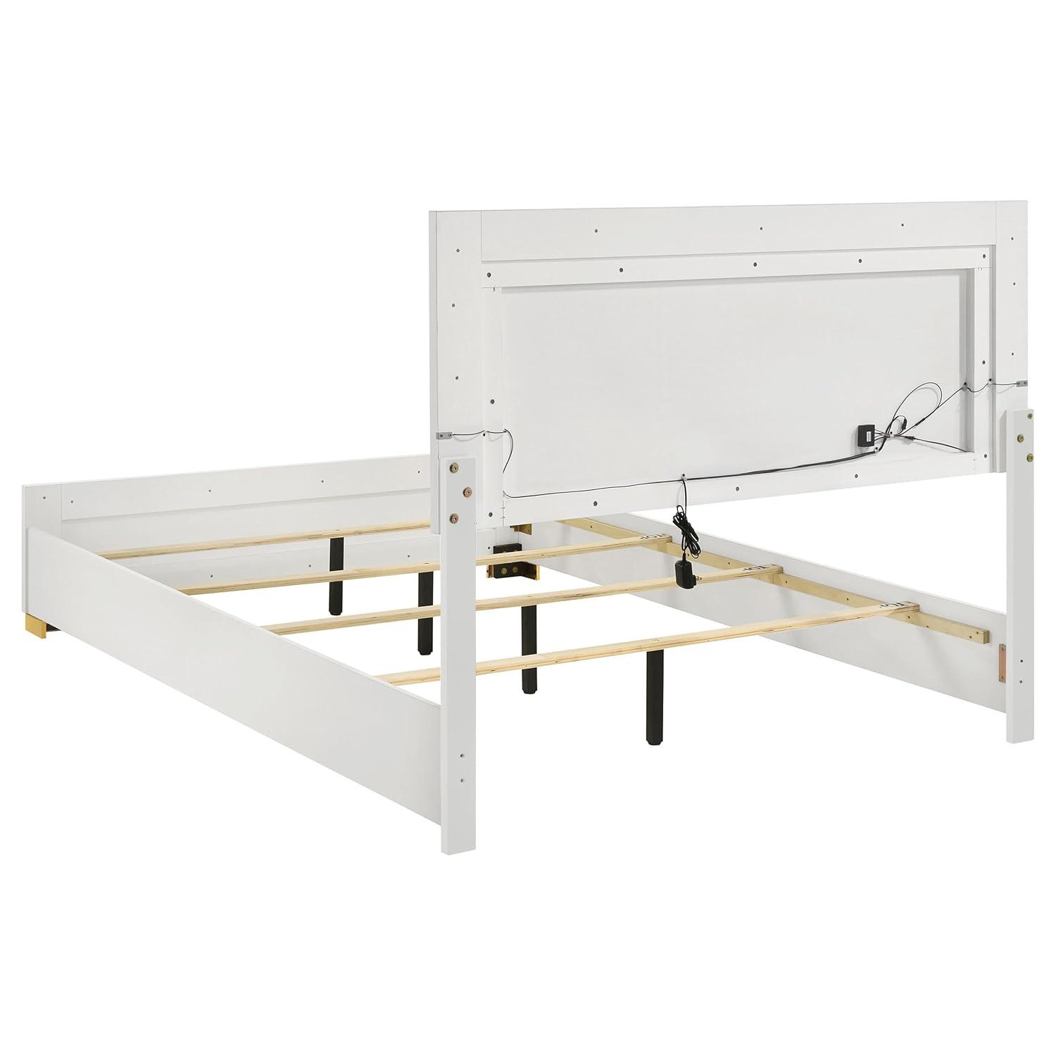 Coaster Company 4-Piece Contemporary Wood Queen Bedroom Set, White/Gold