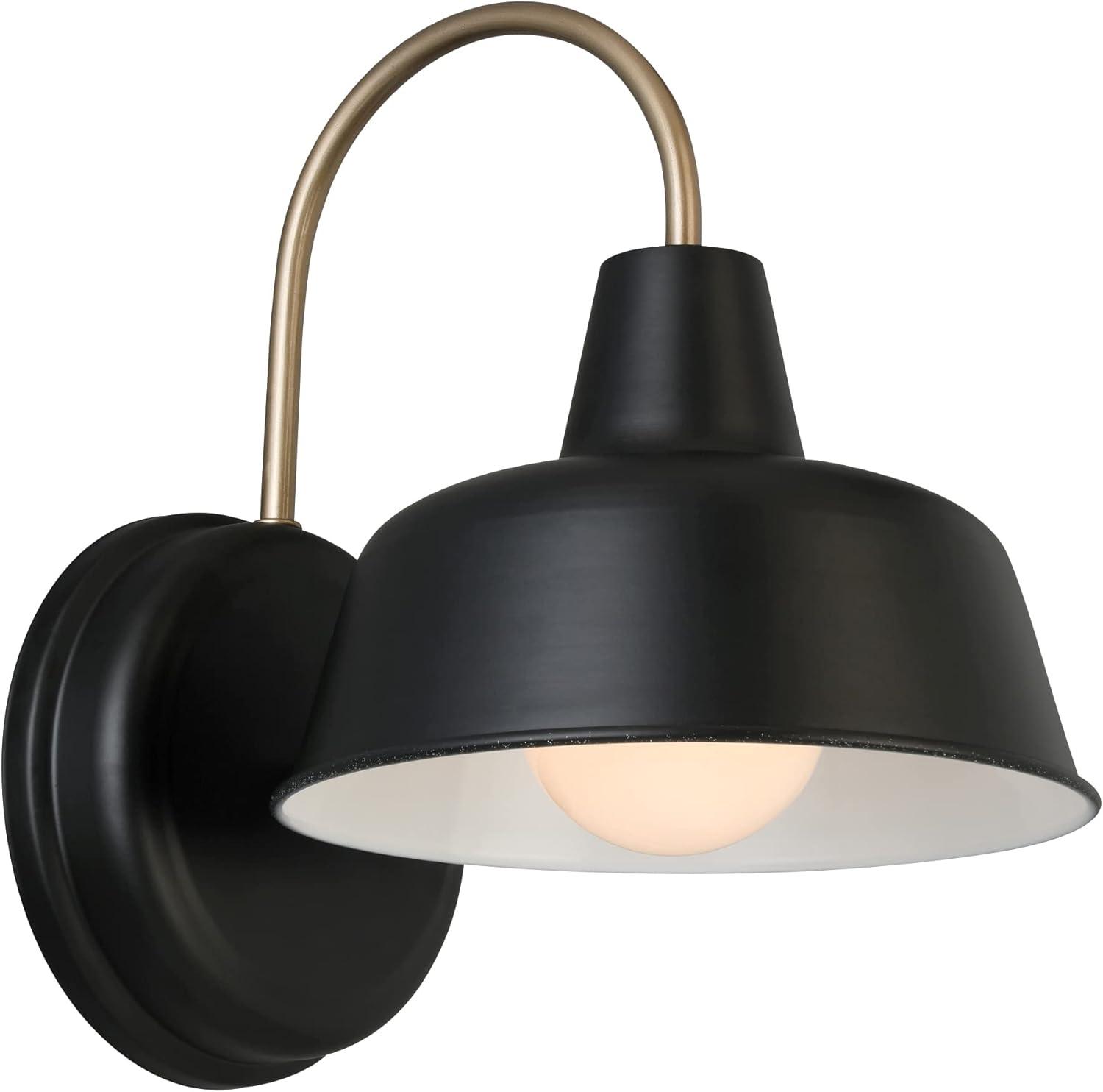 Mason Barn Light Indoor/Outdoor Wall Mount Modern Industrial Farmhouse Design House Wall Light 8-inch Matte Black and Gold