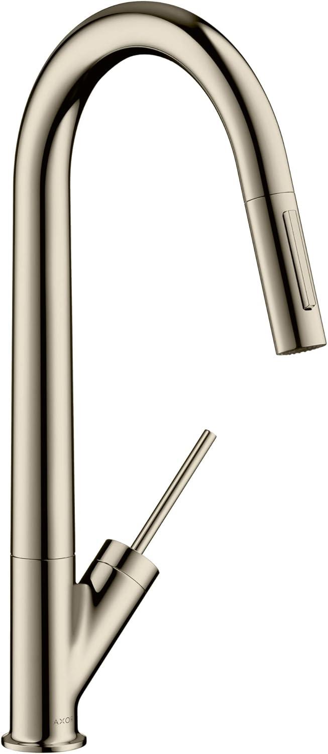 Polished Nickel High Arc Kitchen Faucet with Pull-Out Spray