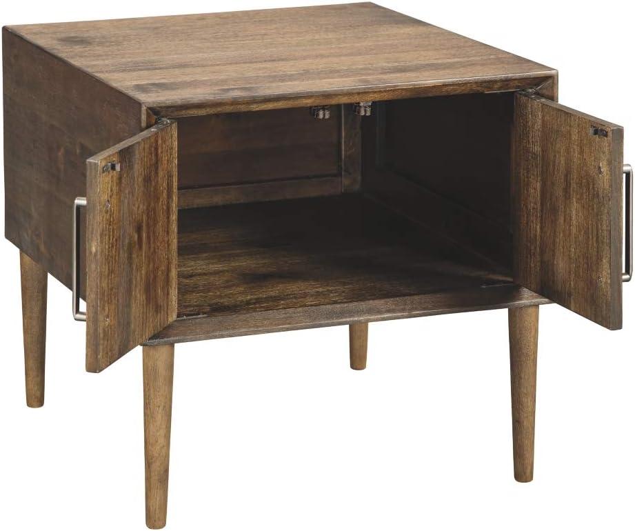 End Table Brown - Signature Design by Ashley: Mid-Century Storage Accent Table with Tapered Legs