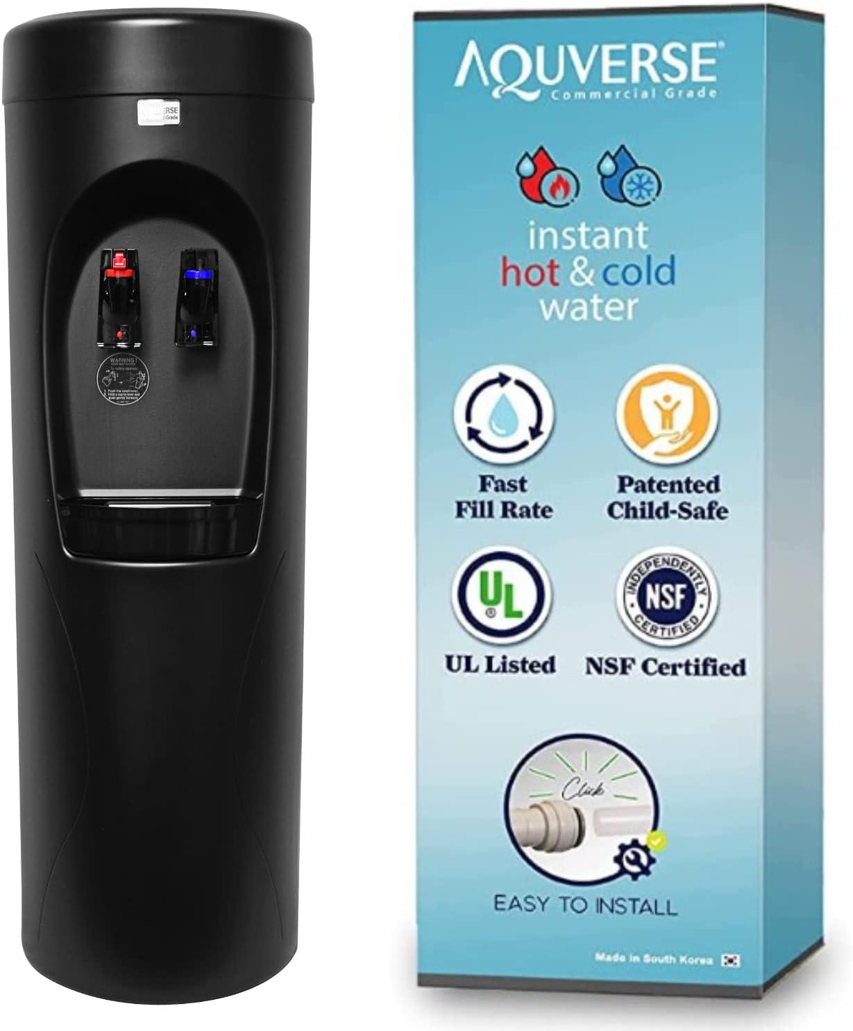 Aquverse Black Bottleless Hot & Cold Water Cooler Dispenser with Filter