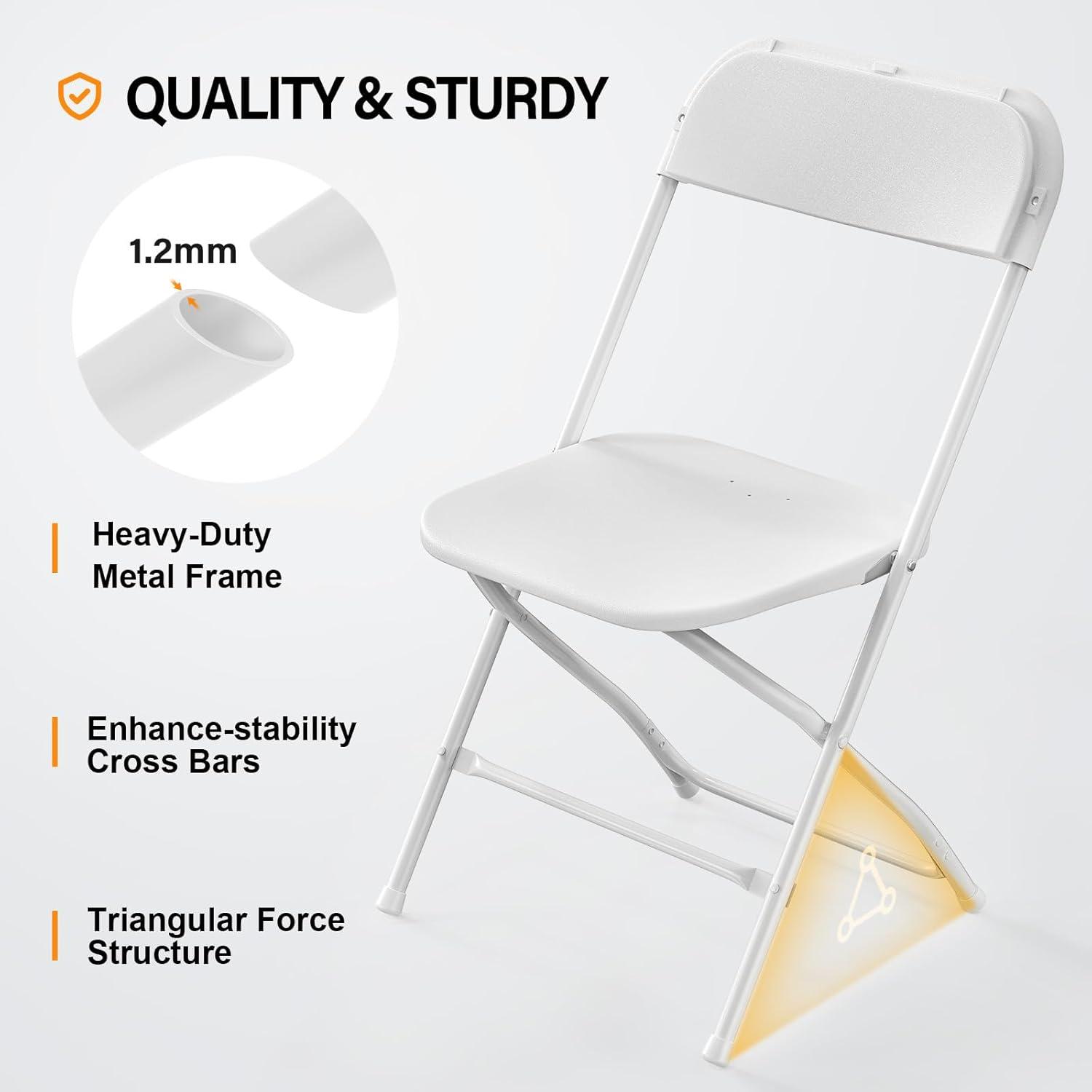 SamyoHome 4 Pack Folding Chair, Indoor Outdoor Portable Stackable Commercial Seat for Office, White