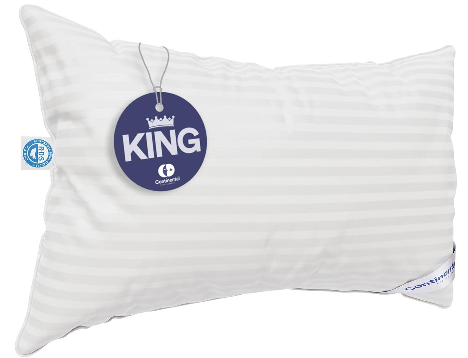 Continental Bedding Soft 700 Fill Power Goose Down Pillow King Size Pack of 1